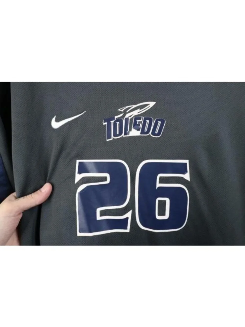 Nike Mens Small Game Worn University of Toledo Soccer Jersey Shirt Gray #26